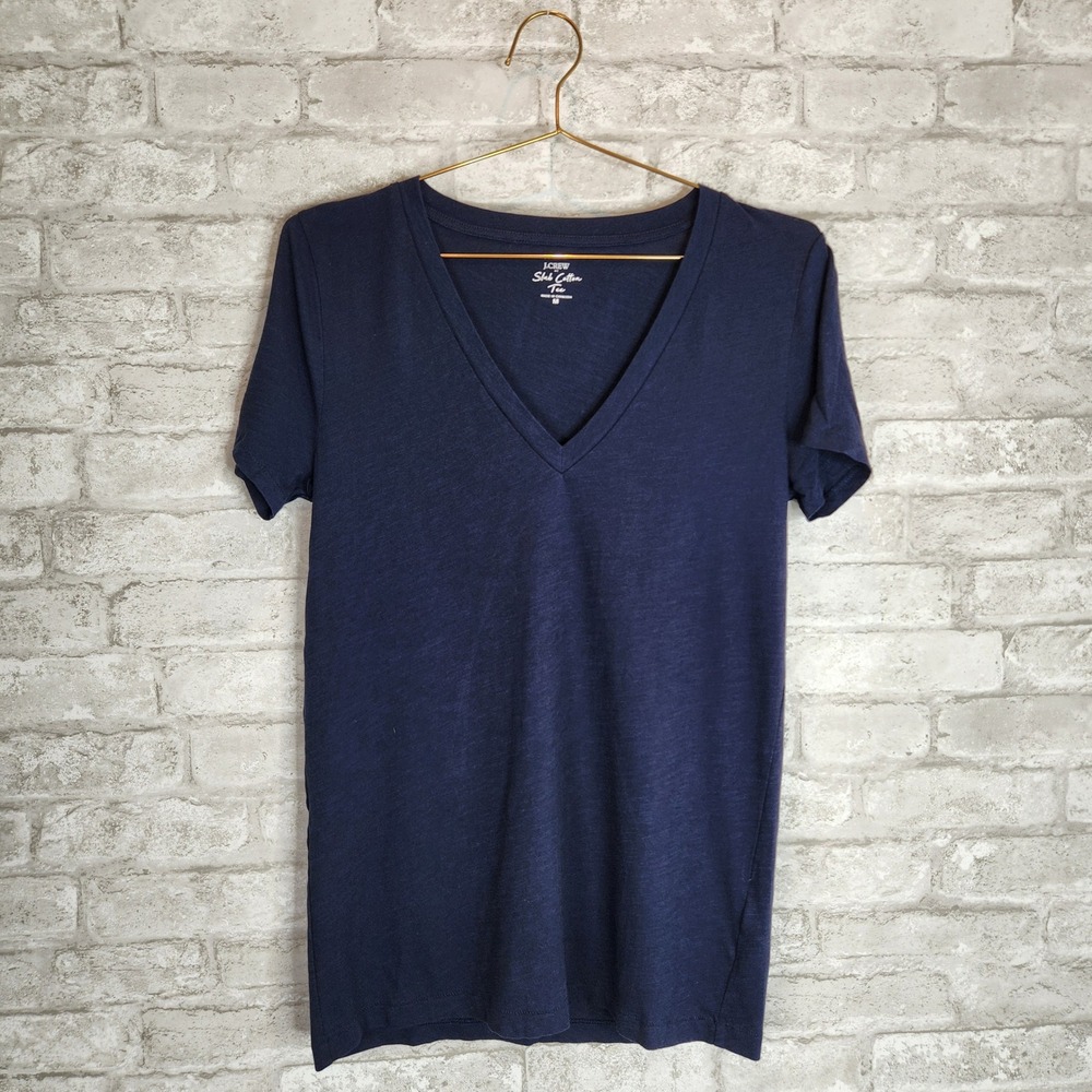 J.Crew Tee Slub Cotton Navy Blue V-Neck Casual Medium